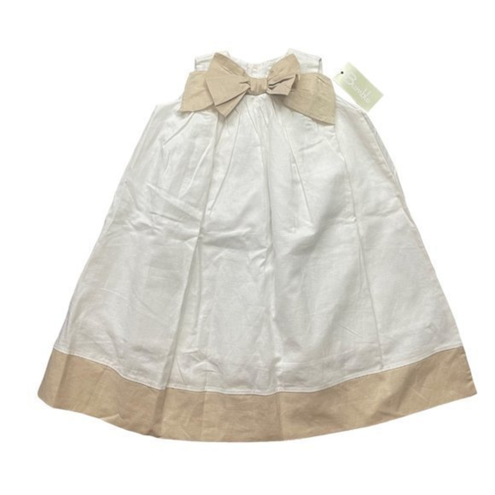 Bumble Girl's Linen Blend Front Bow Accent Sleeveless Floor Length Dress 18M NEW